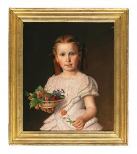 PAGLIARINI Giovanni 1809-1878,Bildnis eines Mädchens in weißem Kleid mit Blum,1859,Palais Dorotheum 2023-04-13