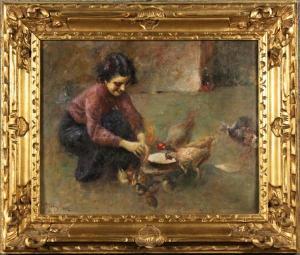 PAGNOTTA C 1900-1900,''CONTADINA CON LE GALLINE''.,Viscontea Casa d'Aste IT 2011-10-13