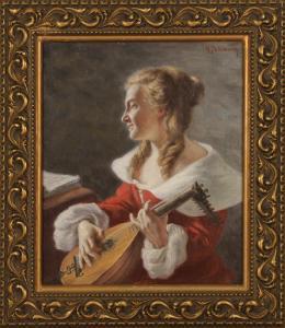 PAHLMANN HANS 1863-1907,Woman plating mandolin,Kamelot Auctions US 2018-11-14