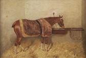 PAICE George 1854-1925,A bay horse at a manger in a stable interior,1883,Dreweatt-Neate 2011-02-23