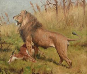 PAICE George 1854-1925,a standing lion with its kill,John Nicholson GB 2024-01-24