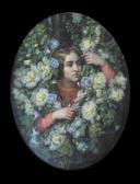 PAIGNÉ Marie Octavie Sturel 1819-1854,Portait de femme parmi des roses trémi,1846,Millon & Associés 2016-07-07