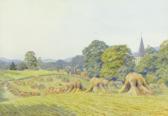 PAINE C.H,Extensive harvest landscape,1908,Burstow and Hewett GB 2014-02-26