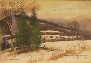 PAINE Gerard L 1900,Winter Fields and Farm,Skinner US 2009-11-18