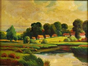 PAINE John 1833-1908,River Landscape with Cottages,Skinner US 2015-11-18