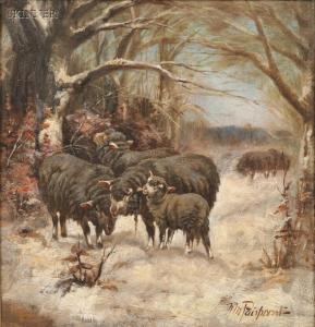 PAIRPOINT Nellie 1897-1914,Sheep Foraging in Snow,Skinner US 2012-05-18