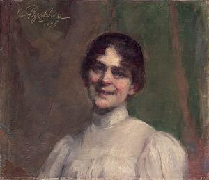 PAJĄKÓWNA Aniela 1864-1912,Portret damy w białej sukni,1896,Panorama Art Gallery PL 2003-12-12