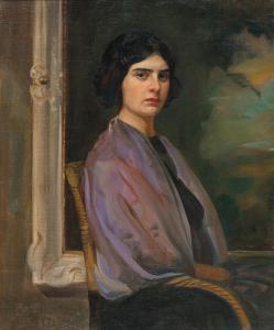 PAJA JOVANOVIC Pavle,Portrait of an Elegant Lady before a Painting,1911,Palais Dorotheum 2023-10-24