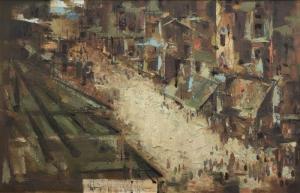 PAJAUD WILLIAM 1925,Abstract street scene,John Moran Auctioneers US 2016-10-25