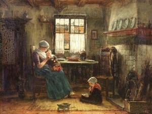 PALING Johannes Jacobus 1844-1892,Interior Scene with Mother and Children,Weschler's US 2016-09-16