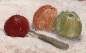PALLADY Theodor 1871-1956,Natură statică cu mere și cuțit,Artmark RO 2017-09-27