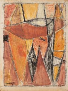 PALLUT Pierre 1918-1999,Composition orange et noire,1951,Delorme-Collin-Bocage FR 2023-06-30