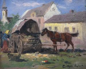 PALLYA Celesztin,Horse and Cart in a Mediterranean Village,Duggleby Stephenson (of York) 2024-02-02