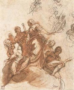PALMA IL GIOVANE Jacopo Negretti 1544-1628,A group of figures on a cloud, with studies o,Christie's 2001-07-10