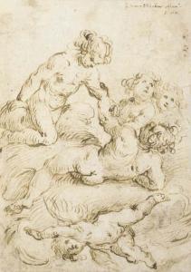 PALMA IL GIOVANE Jacopo Negretti 1544-1628,Cinq putti sur des nuages,Christie's GB 2006-11-15