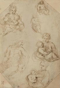 PALMA IL GIOVANE Jacopo Negretti 1544-1628,Etudes pour une Vierge à l'Enfant avec études,Christie's 2013-04-10