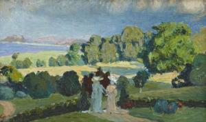 PALME Carl 1879-1960,Damer i landskap,1901,Uppsala Auction SE 2015-06-12