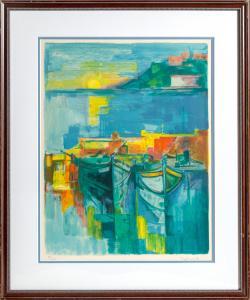 PALMEIRO Jose 1901-1984,MARINA WITH BOATS,1950,Ro Gallery US 2025-03-30
