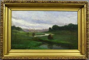 PALMER Adelaide 1851-1928,A View of Marshes with a Town in the Distance,Kaminski & Co. US 2007-06-02