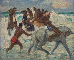 PALMER Alfred 1877-1951,Racehorses on Durban Beach,Strauss Co. ZA 2023-05-15