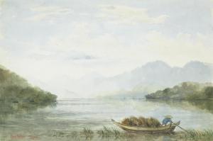 PALMER Clement 1857-1952,River with distant mountains, Japan,Bonhams GB 2014-12-03