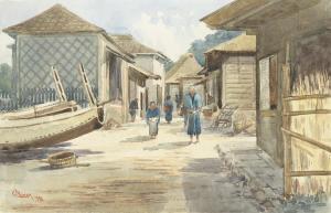 PALMER Clement 1857-1952,Street scene, Japan,1901,Bonhams GB 2014-12-03