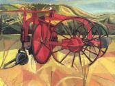 PALMER G 1800-1900,agricultural machine in stylised cornfield landsca,1961,Jim Railton GB 2018-08-11