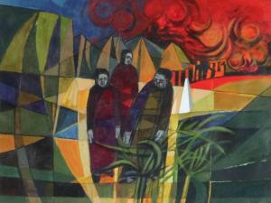 PALMER Garrick 1933,Abstract Landscape with Three Figures,1965,Halls GB 2021-05-09