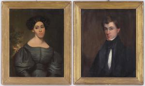 PALMER Randall 1800-1850,pair of portraits of a lady and gentleman,1835,South Bay US 2024-01-31