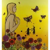 PALUZZI Claudine 1931-2018,girl with flowers and butterflies,1972,Ripley Auctions US 2018-12-15