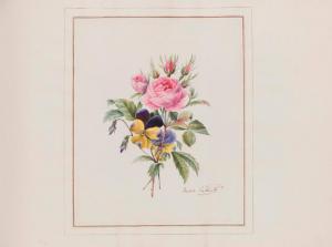 PANCKOUCKE Ernestine 1784-1860,Bouquet de roses et de pensées,Aguttes FR 2017-04-27