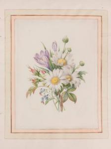 PANCKOUCKE Ernestine 1784-1860,Bouquet de roses, marguerites et myosotis,1833,Aguttes FR 2017-04-27