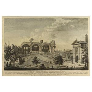 PANINI Francesco 1745-1812,Veduta del Tempio della Pace e S. Francesca R,Colasanti Casa D'Aste Roma 2022-09-13