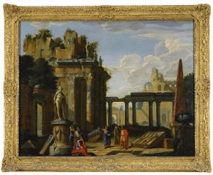 PANINI Giovanni Paolo,AN ARCHITECTURAL CAPRICCIO WITH CLASSICAL FIGURES,Sotheby's 2013-11-05