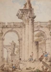 PANINI Giovanni Paolo,Architectural Capriccio with Figures among Classic,Sotheby's 2024-01-31