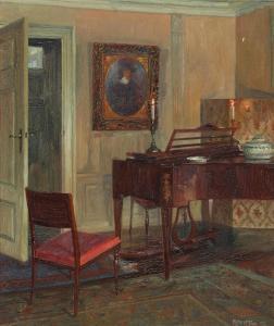 PANITZSCH Robert 1879-1949,Interior with candles at the piano,1935,Bruun Rasmussen DK 2024-02-19