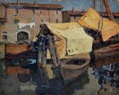 PANIZZI Arturo 1881-1966,Barche a Livorno (fronte), Mucca al pascolo (,Galleria Pananti Casa d'Aste 2021-10-15
