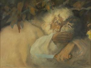PANN Abel Pfeffermann 1883-1963,The Binding of Isaac, Etude,Tiroche IL 2024-04-14