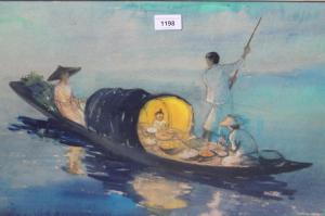 PANNETT Juliet,Chinese family on a boat going to market,Lawrences of Bletchingley 2022-09-06