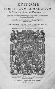 PANVINIO Onofrio,Epitome pontificum romanorvm a S. Petro usque ad P,1557,Galerie Bassenge 2019-04-16