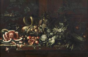 PAOLETTI Paolo 1671-1735,Natura morta con angurie, zucche, melagrani, ca,Capitolium Art Casa d'Aste 2022-12-13
