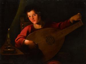PAOLINI Pietro 1603-1681,Young man playing a lute by candlelight,Sotheby's GB 2023-05-25