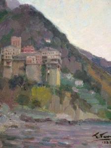 PAPANICOLAOU Spyros 1907-1967,Monastery, 
Mount Athos,1925,Rosebery's GB 2009-08-04