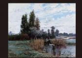 PAPE Jean Constant 1865-1920,Landscape of waterside,Mainichi Auction JP 2010-01-09