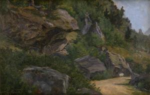 PAPPERITZ Gustav Friedrich 1813-1861,Weg durch eine felsige Landschaft in Rom,1839,Galerie Bassenge 2023-11-30