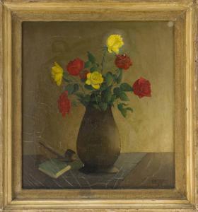 PAPSDORF Frederick 1887-1978,Roses in a vase,c.1940,Eldred's US 2016-06-23