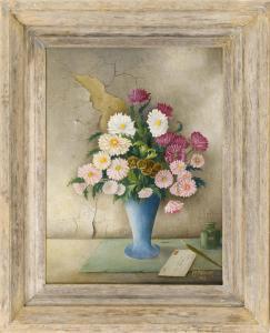 PAPSDORF Frederick 1887-1978,Still life with vase of flowers against a distress,Eldred's 2016-06-23