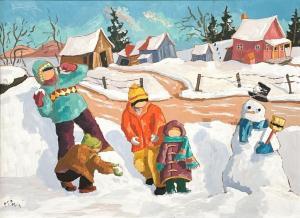 PAQUIN Pauline Thibodeau 1952,Untitled (Children Playing),Lando Art Auction CA 2023-10-15