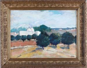 PARADISI Vittorio 1934,Paesaggio con alberi con sfondo di case,Cambi IT 2022-10-25