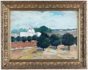 PARADISI Vittorio 1934,Paesaggio con alberi con sfondo di case,Cambi IT 2022-04-05